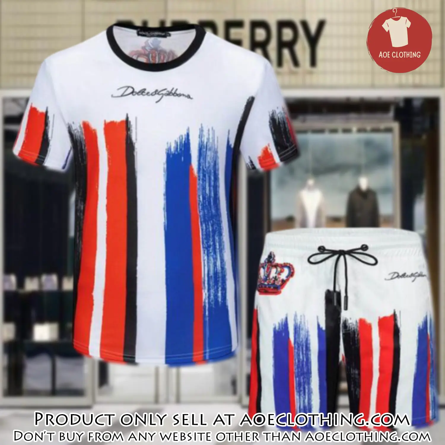 Burberry combo unisex tshirt & short limited luxury outfit cts1039 aoe1815274